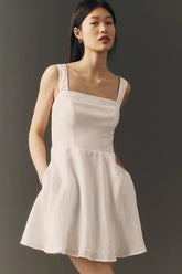 Maeve Linen Square-Neck Mini Dress