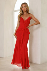 Watch Me Work Maxi Dress Red