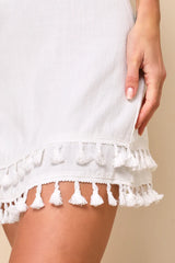 Feel the Sunshine White Tassel Mini Dress