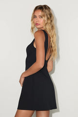 Olivian Black Low Back Sleeveless Mini Dress