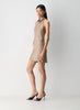 Double satin bias-cut mini halter dress