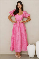Softly Enchanted Midi Dress Fuchsia