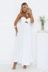 Dance Floor Darling Pleated Strapless Maxi Dress White