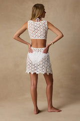 Calypso Ivory Floral Crochet Mini Swim Cover-Up