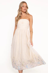 Kayt Strapless Dress - Embroidered Floral
