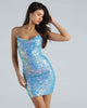 Blue Sequined Bodycon Mini Dress