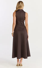 High Neck A Line Dress in Chocolate