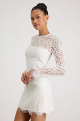 Arlet White Lace Long Sleeve Mini Dress