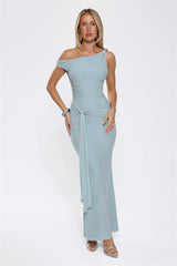 Want The Best Off Shoulder Maxi Dress Blue