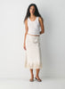 Double satin midi slip skirt with lace trim