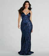 Saskia Lace-Up Mermaid Sequin Satin Formal Dress