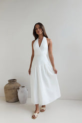 Angelic Song Halter Maxi Dress White
