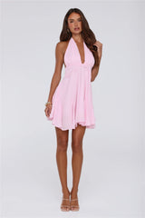 Poppy Kiss Halter Mini Dress Pink