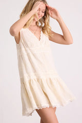 Romy Cream Lace Tiered Shift Mini Dress