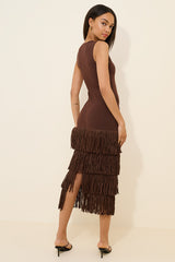 Carmen Fringed Hem Maxi Dress