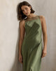 Sheer-Panel Satin Dress