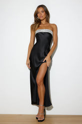 Luxe Only Satin Maxi Dress Black