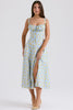 soft blue vintage floral print cotton bustier sundress