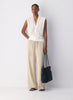 Japanese double satin relaxed wide-leg pull-on pants