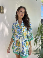 Printed Collared Neck Half Sleeve Romper