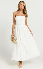 Strapless Ruched Dress in White