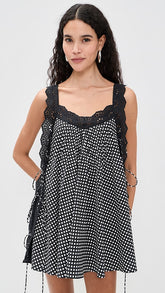 Lucilla Eyelet Trimmed Open Back Mini Dress