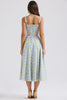 soft blue vintage floral print cotton bustier sundress