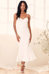 Found Your Love White Lace Sleeveless Trumpet Midi Dress