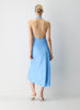 Double satin bias-cut maxi halter dress