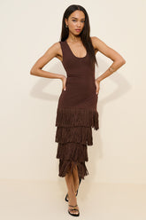 Carmen Fringed Hem Maxi Dress
