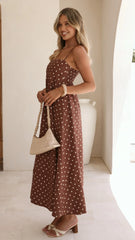 Elie Maxi Dress - Chocolate/Cream Polka Dot