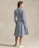 Belted Wide-Stripe Cotton Shirtdress
