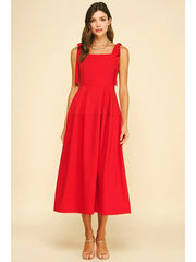 Ribbon Detail Red Dress