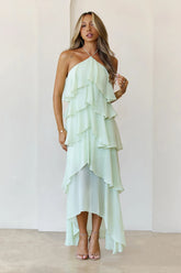 Santorini Breeze Halter Maxi Dress Lime