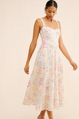 Lilah Eyelet Corset Midi Dress