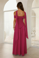 Midnight Elegance Off Shoulder Maxi Dress Magenta