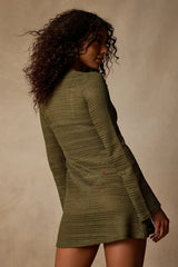 Oceana Olive Green Sheer Crochet Mini Swim Cover-Up