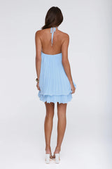 The Daisy Hour Halter Pleated Mini Dress Blue