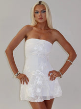 Meadow of Dreams Strapless Mini Dress White Floral Burnout
