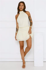 On Her Level Halter Mini Dress Yellow