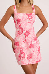 Exuberant Chicness Light Pink Floral Sleeveless Mini Dress
