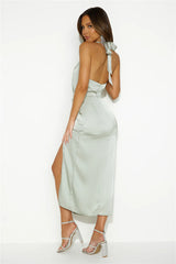 My Challenge Satin Midi Dress Sage