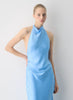 Double satin bias-cut maxi halter dress