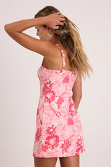 Exuberant Chicness Light Pink Floral Sleeveless Mini Dress