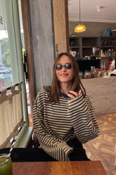 Bloom Long Sleeve Top Beige Stripe