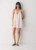 Striped linen micro halter dress