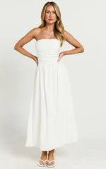 Strapless Ruched Dress in White