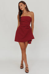 Minnesota Strapless Mini Dress Wine