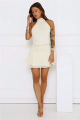 On Her Level Halter Mini Dress Yellow