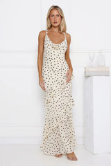 Trends To Come Polka Dot Maxi Dress Cream